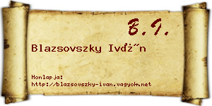 Blazsovszky Iván névjegykártya