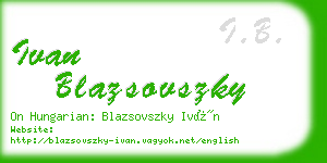 ivan blazsovszky business card